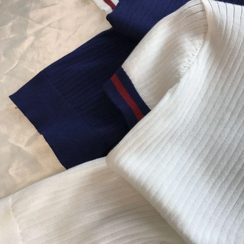 Korean Style Striped Turn-Down Collar Women's Short Sleeve Knitted T-Shirt Casual Slim Knitwear Tops Preppy Style Summer Tee
Korean Style Striped Turn-Down Collar Women's Short Sleeve Knitted T-Shirt Casual Slim Knitwear Tops Preppy Style Summer Tee
