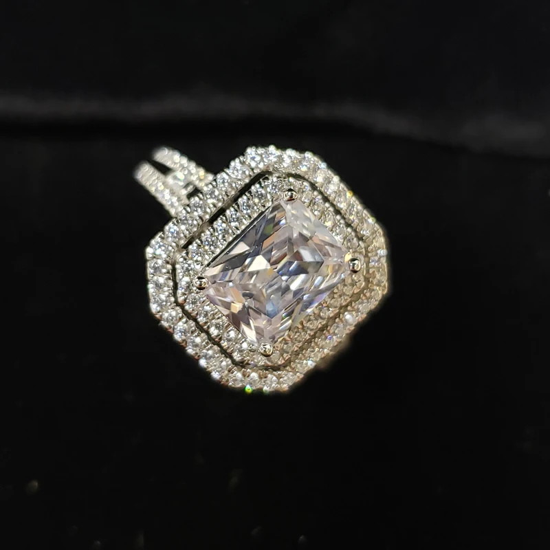 Sterling Silver Sparkling Full High Carbon Diamond Wedding Ring For Women Engagement Party Fine Jewelry Wholesale
Sterling Silver Sparkling Full High Carbon Diamond Wedding Ring For Women Engagement Party Fine Jewelry Wholesale