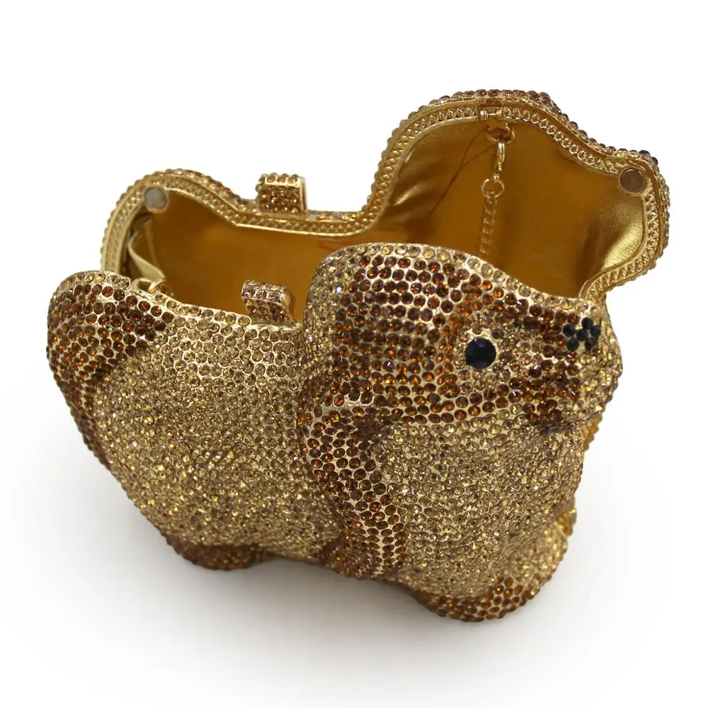 Cute Little Dog Shape White Crystal Ladies Clutch Bags XIYUAN BRAND Hollow Out Gold Metal Fashion Women's Purses And Handbags
Cute Little Dog Shape White Crystal Ladies Clutch Bags XIYUAN BRAND Hollow Out Gold Metal Fashion Women's Purses And Handbags