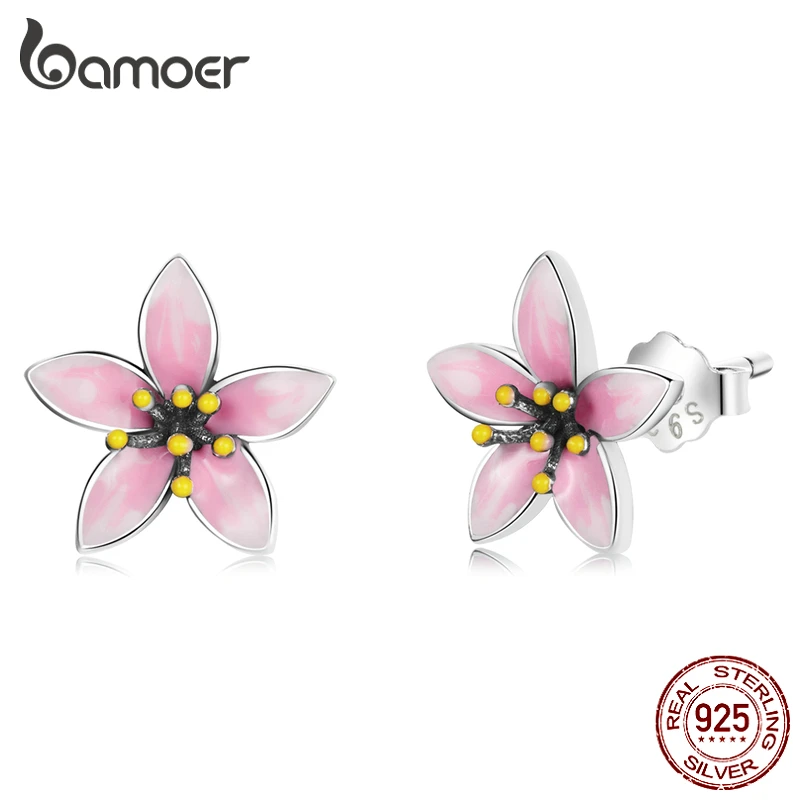 bamoer Genuine 925 Sterling Silver Elegant Enamel Pink Cherry Blossom Stud Earrings for Women Flower Wedding Jewelry Gift
bamoer Genuine 925 Sterling Silver Elegant Enamel Pink Cherry Blossom Stud Earrings for Women Flower Wedding Jewelry Gift