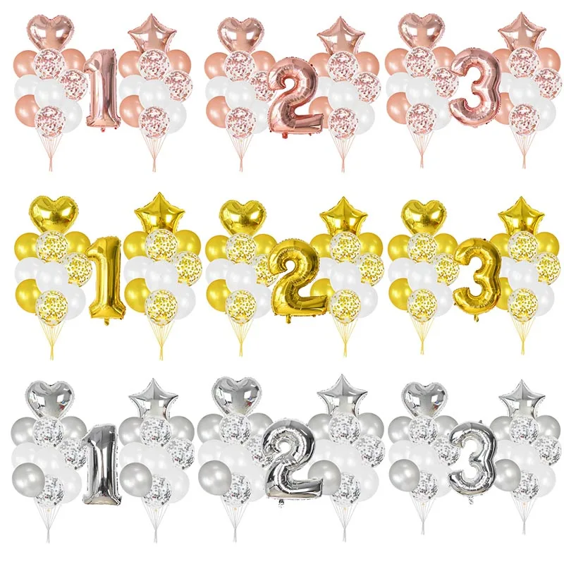 21Pcs/Set 32'' Number and 18'' Star Heart Foil Balloon Mix 12'' Confetti Latex Ballons for Kids Birthday Party Decoration Globos
21Pcs/Set 32'' Number and 18'' Star Heart Foil Balloon Mix 12'' Confetti Latex Ballons for Kids Birthday Party Decoration Globos