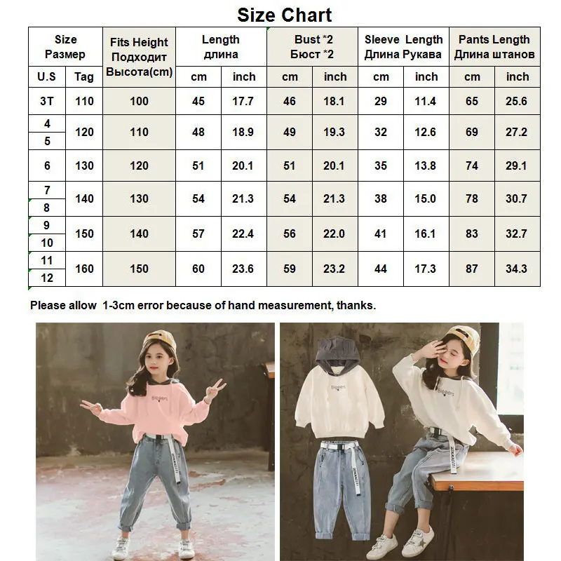 Kids Clothing Sets Pullover Hoodies jeans Pants 2pcs Leisure Clothes Suits 3-12years Teen Girls Boutique Cotton Clothes Suits
Kids Clothing Sets Pullover Hoodies jeans Pants 2pcs Leisure Clothes Suits 3-12years Teen Girls Boutique Cotton Clothes Suits