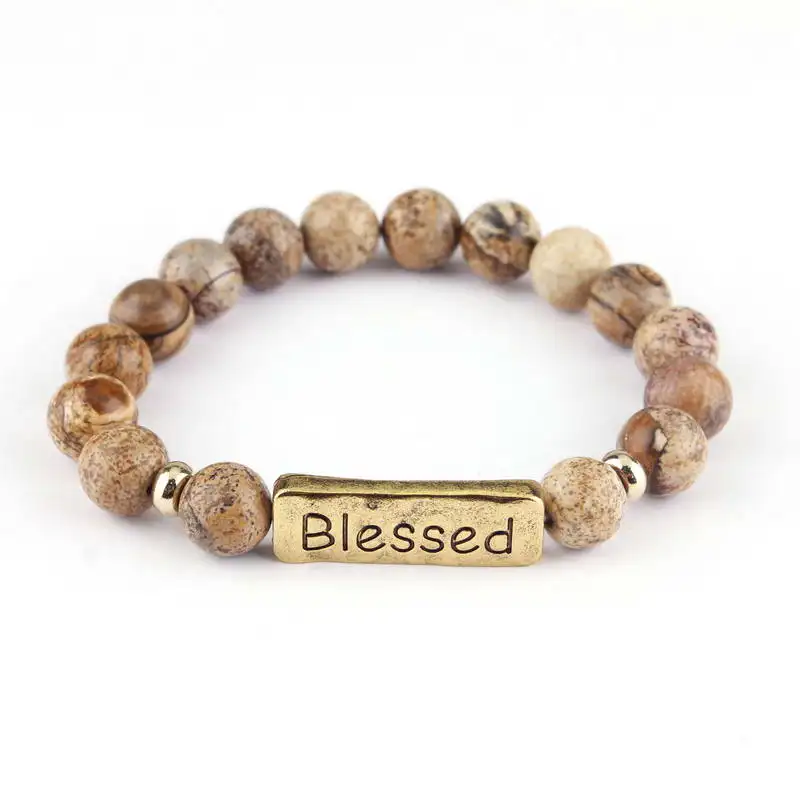 Personalized Love Faith Blessed Words Metal Bar Turquoise Amazon Stone Beaded Elastic Bracelets for Women Mommy Gift
Personalized Love Faith Blessed Words Metal Bar Turquoise Amazon Stone Beaded Elastic Bracelets for Women Mommy Gift