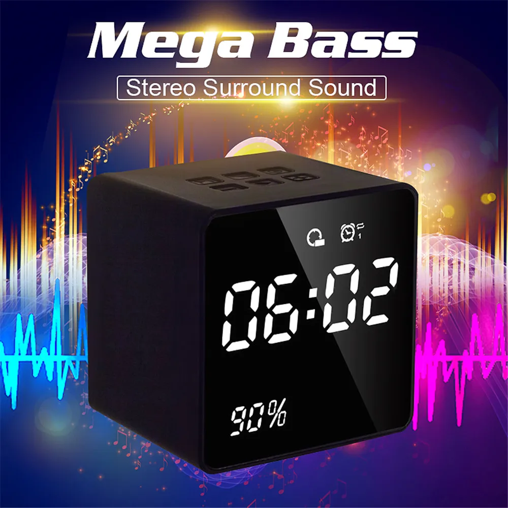 Portable Mini Subwoofer LED Alarm Clock, Wireless Bluetooth Speaker Card 3 Playback Modes Long Standby Time FM Radio
Portable Mini Subwoofer LED Alarm Clock, Wireless Bluetooth Speaker Card 3 Playback Modes Long Standby Time FM Radio