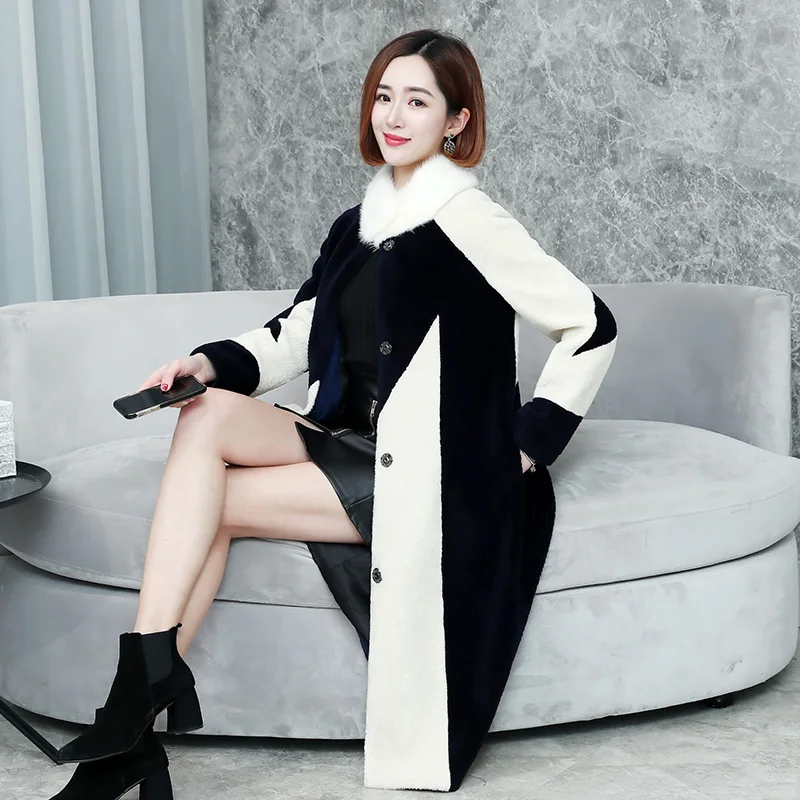 Jacket 2021 Winter Women Wool Coat Clothes Real Fur Coat Sheep Shearling Fur Korean Mink Fur Collar Elegant Slim Long Coat
Jacket 2021 Winter Women Wool Coat Clothes Real Fur Coat Sheep Shearling Fur Korean Mink Fur Collar Elegant Slim Long Coat