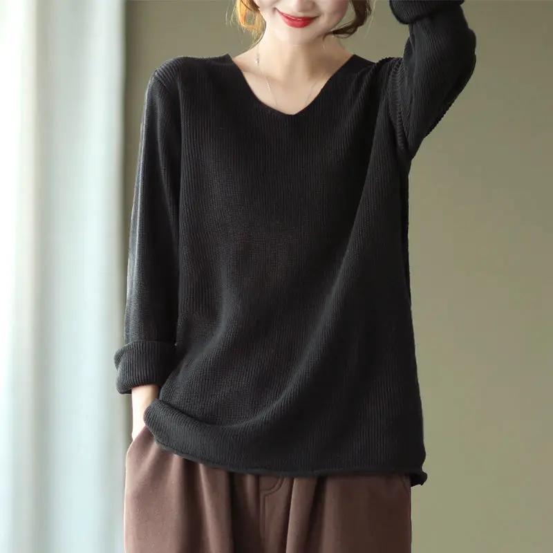 2021 Women Spring Autumn New Solid Color Sweaters Tops Female Sexy V-neck Pullover Jumpers Ladies Loose Casual Knitted Tops P253
2021 Women Spring Autumn New Solid Color Sweaters Tops Female Sexy V-neck Pullover Jumpers Ladies Loose Casual Knitted Tops P253