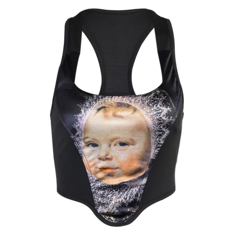 Women Gothic Sleeveless Corset Crop Tank Top Sexy Racerback Baby Print Slim Vest
Women Gothic Sleeveless Corset Crop Tank Top Sexy Racerback Baby Print Slim Vest