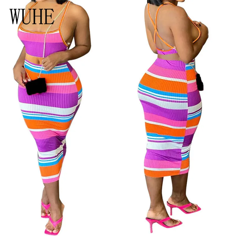 KEXU Knitting Two Piece Suits Multicolor Patchwork Spaghetti Strap Sleeveless Open Back Tanks Top and Bag Hip Skirts Casual Club
KEXU Knitting Two Piece Suits Multicolor Patchwork Spaghetti Strap Sleeveless Open Back Tanks Top and Bag Hip Skirts Casual Club