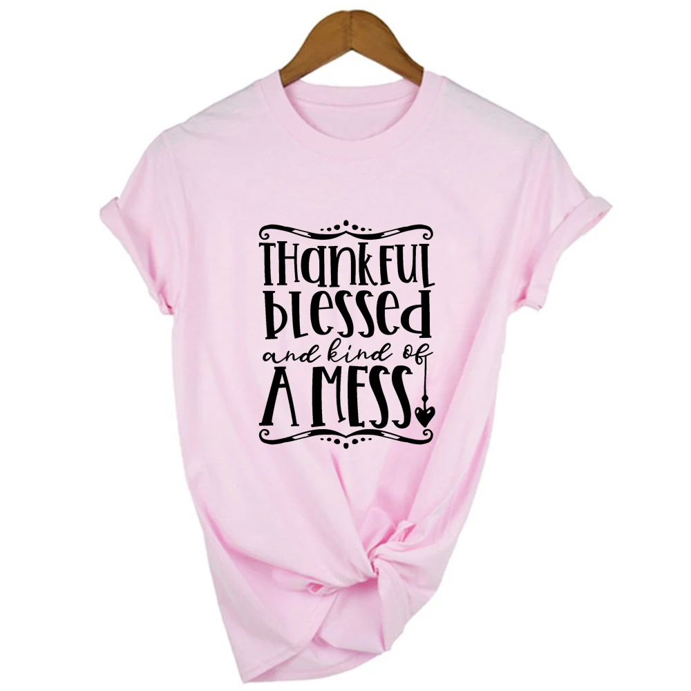 Thankful Blessed and Kind of A Mess Print Thanksgiving Women T-shirt Harajuku Graphic Tees Female Fall Clothes Camisetas Mujer
Thankful Blessed and Kind of A Mess Print Thanksgiving Women T-shirt Harajuku Graphic Tees Female Fall Clothes Camisetas Mujer