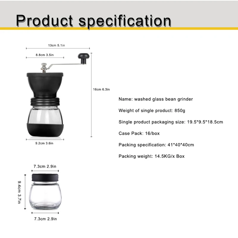 Portable Manual Coffee Bean Grinder Machine Adjustable Glass Coffee Bean Mill Hand Crank Household Crusher Coffee Bean Tools 
Portable Manual Coffee Bean Grinder Machine Adjustable Glass Coffee Bean Mill Hand Crank Household Crusher Coffee Bean Tools