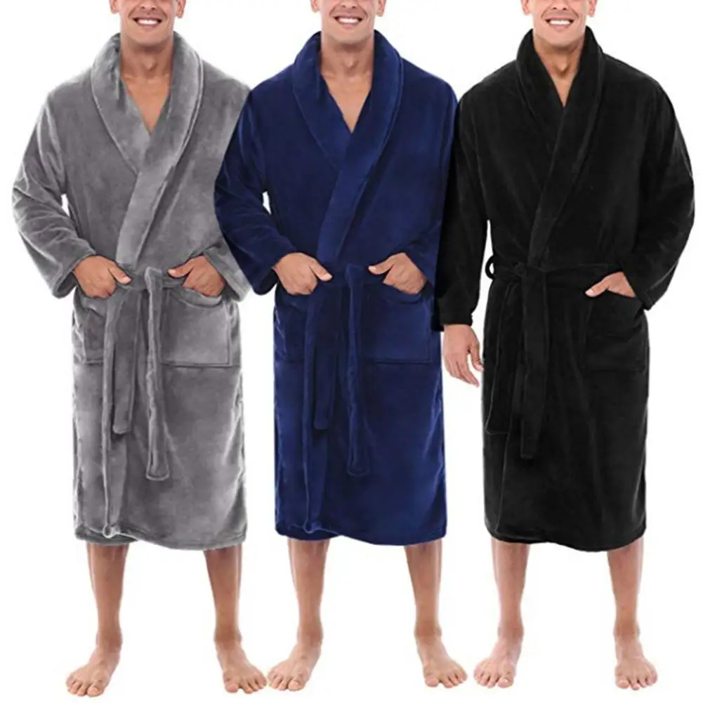 Men pajamas bathrobe Shawl Collar Fleece Solid Long Bath Robe Home Gown Sleepwear Warm Clothes Autumn Winter Robes with Pocket
Men pajamas bathrobe Shawl Collar Fleece Solid Long Bath Robe Home Gown Sleepwear Warm Clothes Autumn Winter Robes with Pocket