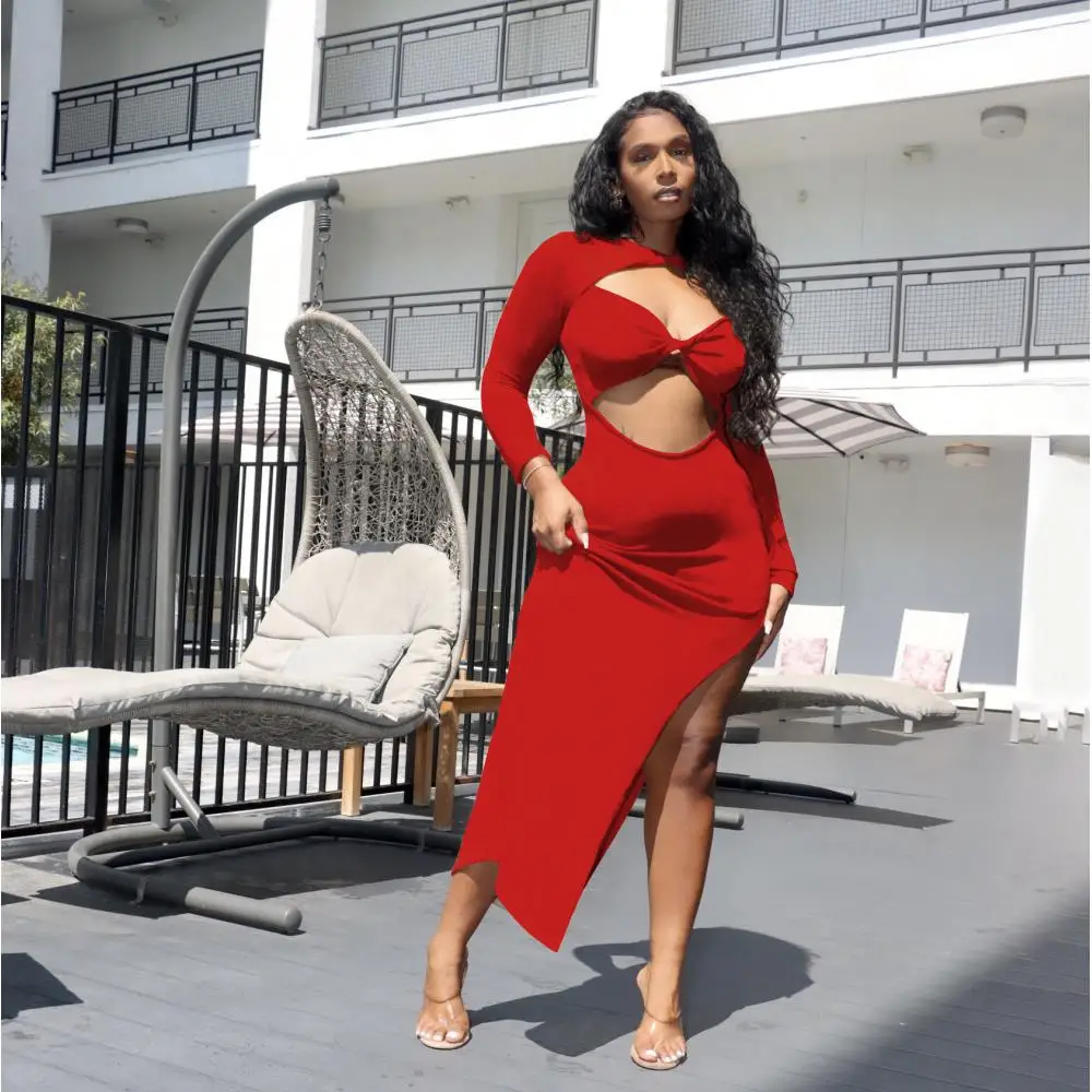 Pure Color Evening Elegant Hollow Out See Through Long Dress Side High Split Women's Long Sleeve Package Hip Midi Maxi Vestidos
Pure Color Evening Elegant Hollow Out See Through Long Dress Side High Split Women's Long Sleeve Package Hip Midi Maxi Vestidos