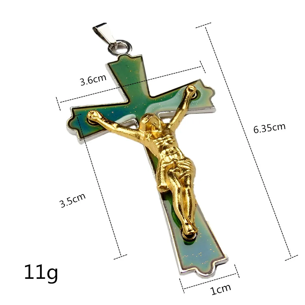 JUCHAO Jesus Cross Pendant Feel Warm Mood Discolored Necklace Stainless Steel Chain Jewelry Men Women Magic Statement Jewelry
JUCHAO Jesus Cross Pendant Feel Warm Mood Discolored Necklace Stainless Steel Chain Jewelry Men Women Magic Statement Jewelry