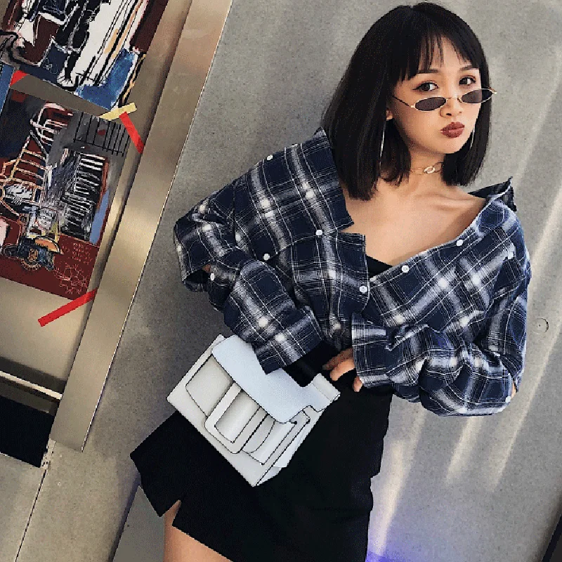Асимметричная Повседневная Женская блузка с отложным воротником и длинным рукавом, ажурная женская новая модная клетчатая синяя рубашка популярных цветов
Асимметричная Повседневная Женская блузка с отложным воротником и длинным рукавом, ажурная женская новая модная клетчатая синяя рубашка популярных цветов