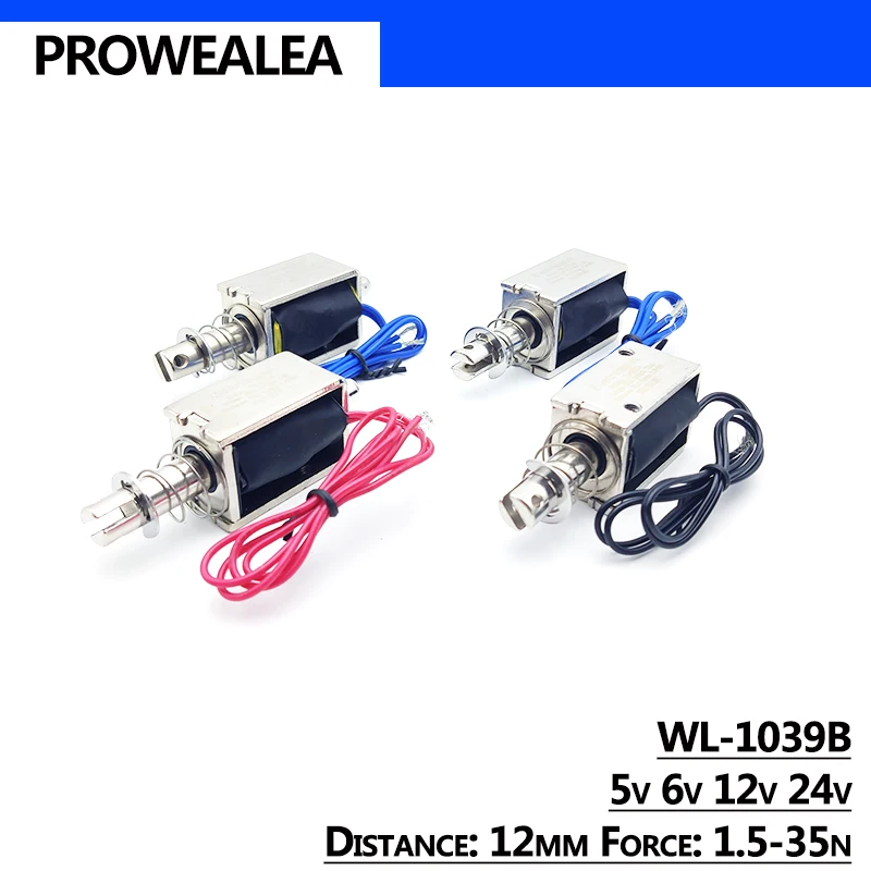 Solenoid Electromagnet Push Pull Type WL-1039B 5V 6V 12V 24V Thrust Force 1.5-35N 12mm Open Frame Linear Electric Magnet
Solenoid Electromagnet Push Pull Type WL-1039B 5V 6V 12V 24V Thrust Force 1.5-35N 12mm Open Frame Linear Electric Magnet