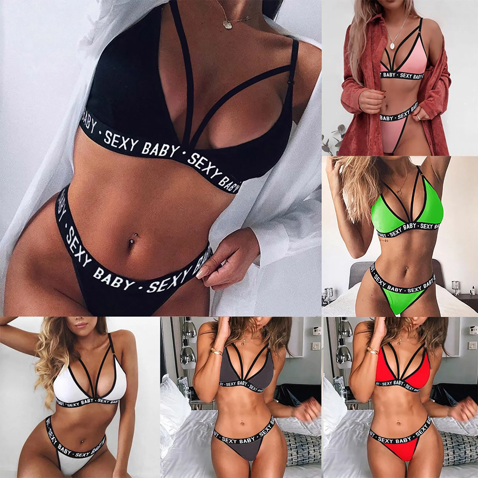 Lingerie Women's Underwear Set Letter Solid Sexy Lingerie Underwear G-string Set Fashion Hollow Out Female Bra And Party Set R5
Lingerie Women's Underwear Set Letter Solid Sexy Lingerie Underwear G-string Set Fashion Hollow Out Female Bra And Party Set R5