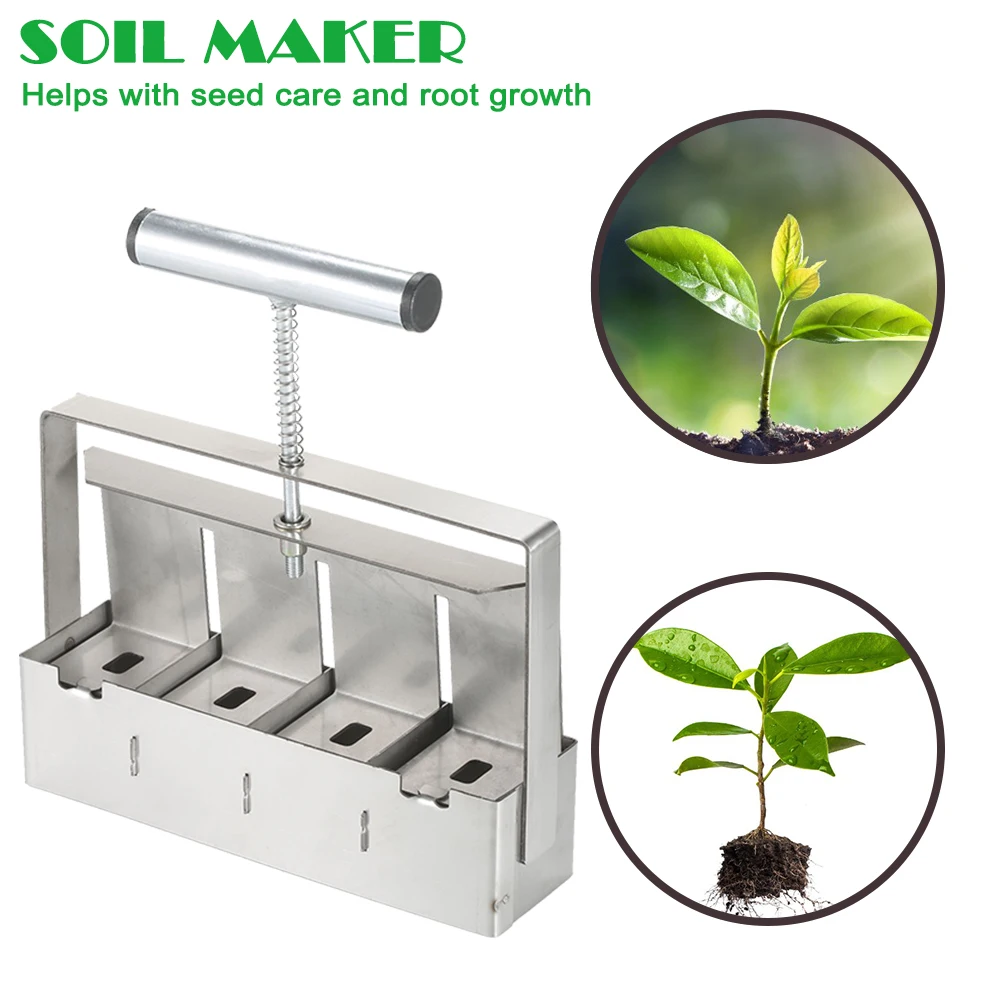 Stainless Steel Manual Quad Soil Blocker With Comfort-Grip Handle Create 2" Soil Block For Seedlings Cuttings Greenhouses
Stainless Steel Manual Quad Soil Blocker With Comfort-Grip Handle Create 2" Soil Block For Seedlings Cuttings Greenhouses