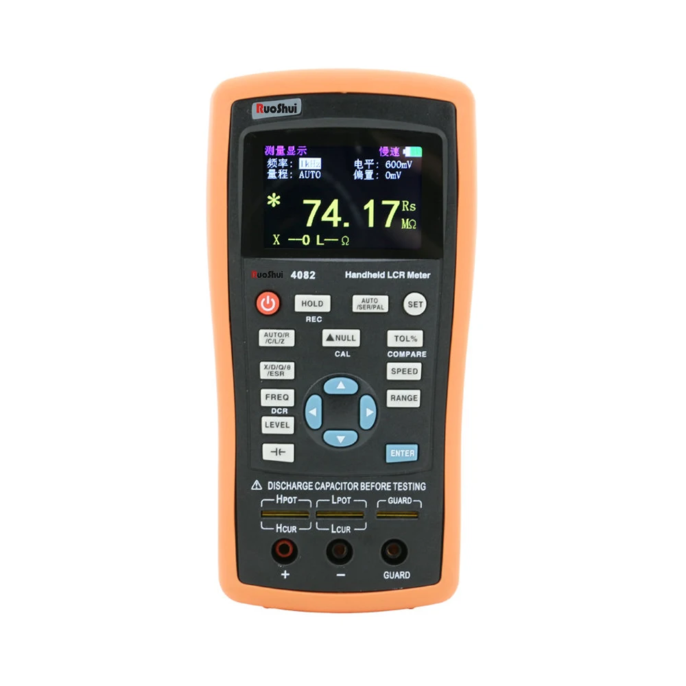 4082 RuoShui 100Hz-100KHz Inductance, L, Capacitance, C, Resistance, R. Handheld LCR Bridge LCR Meter
4082 RuoShui 100Hz-100KHz Inductance, L, Capacitance, C, Resistance, R. Handheld LCR Bridge LCR Meter