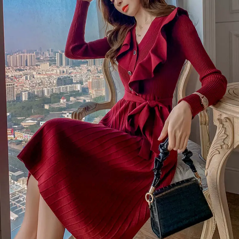 Knitted Skirt Autumn Winter Dress Winter Long Fashion over the Knee Woman Dresses Vestido De Mujer Femme Robe 
Knitted Skirt Autumn Winter Dress Winter Long Fashion over the Knee Woman Dresses Vestido De Mujer Femme Robe
