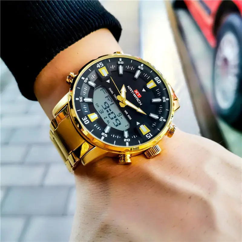 European and American large dial waterproof luminous double display cold light handsome trendy male multi-function steel watch
European and American large dial waterproof luminous double display cold light handsome trendy male multi-function steel watch