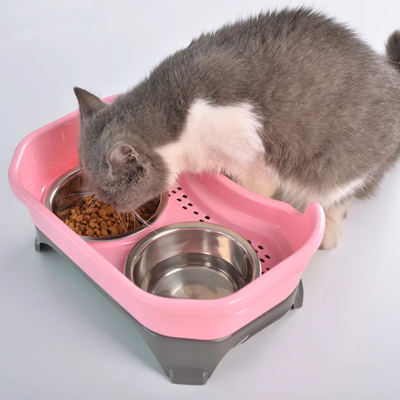 Dog Bowl Splash-proof Leak Double Bowls With Large Capacity Elevated Raised Pet Food And Water Feeders Stainless Steel Cat Bowl
Dog Bowl Splash-proof Leak Double Bowls With Large Capacity Elevated Raised Pet Food And Water Feeders Stainless Steel Cat Bowl