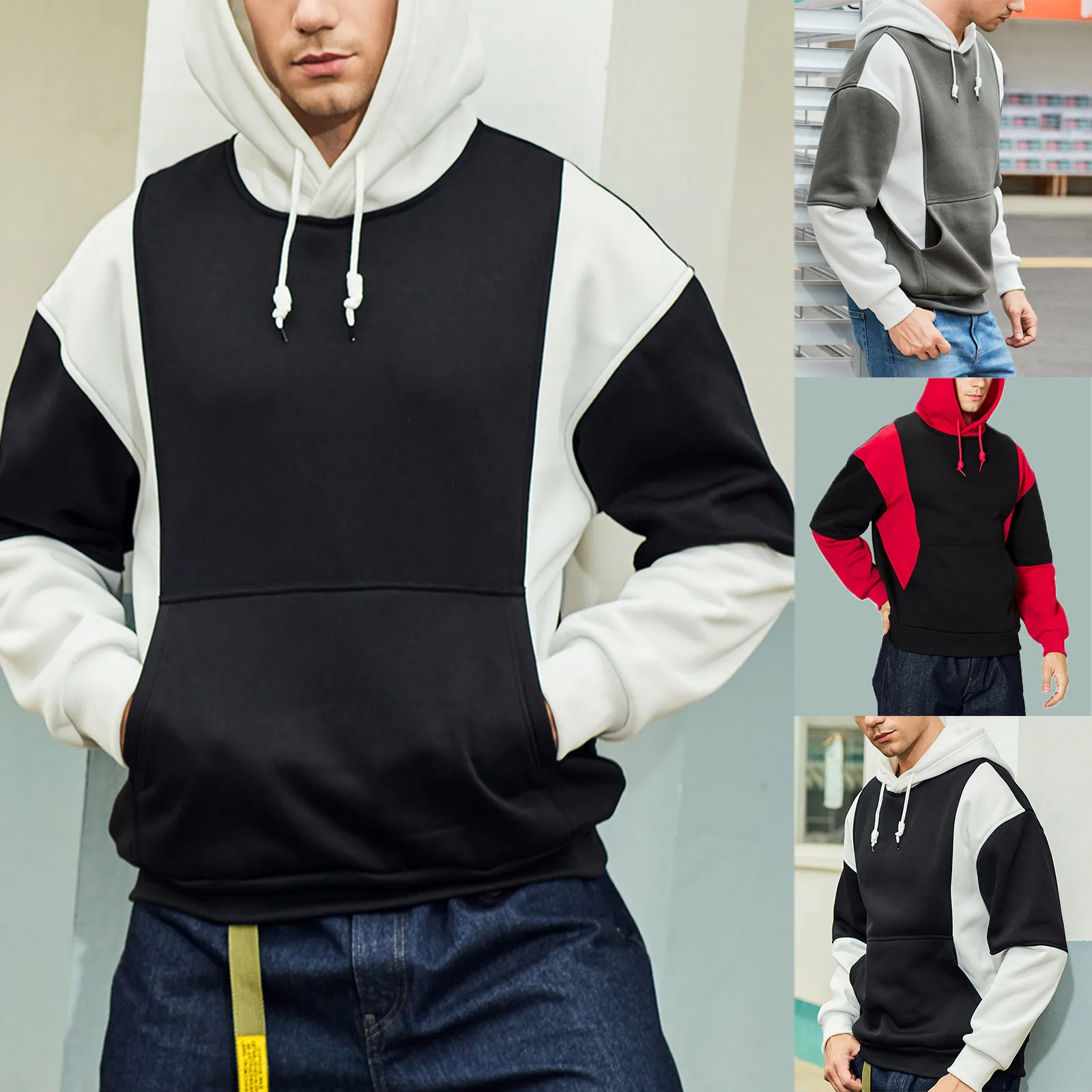 New Youth Color Matching Plus Fleece Hooded Sweater For Fall 2021 Men's Plus Size Pocket Casual Sports Top Мужской Свитер
New Youth Color Matching Plus Fleece Hooded Sweater For Fall 2021 Men's Plus Size Pocket Casual Sports Top Мужской Свитер