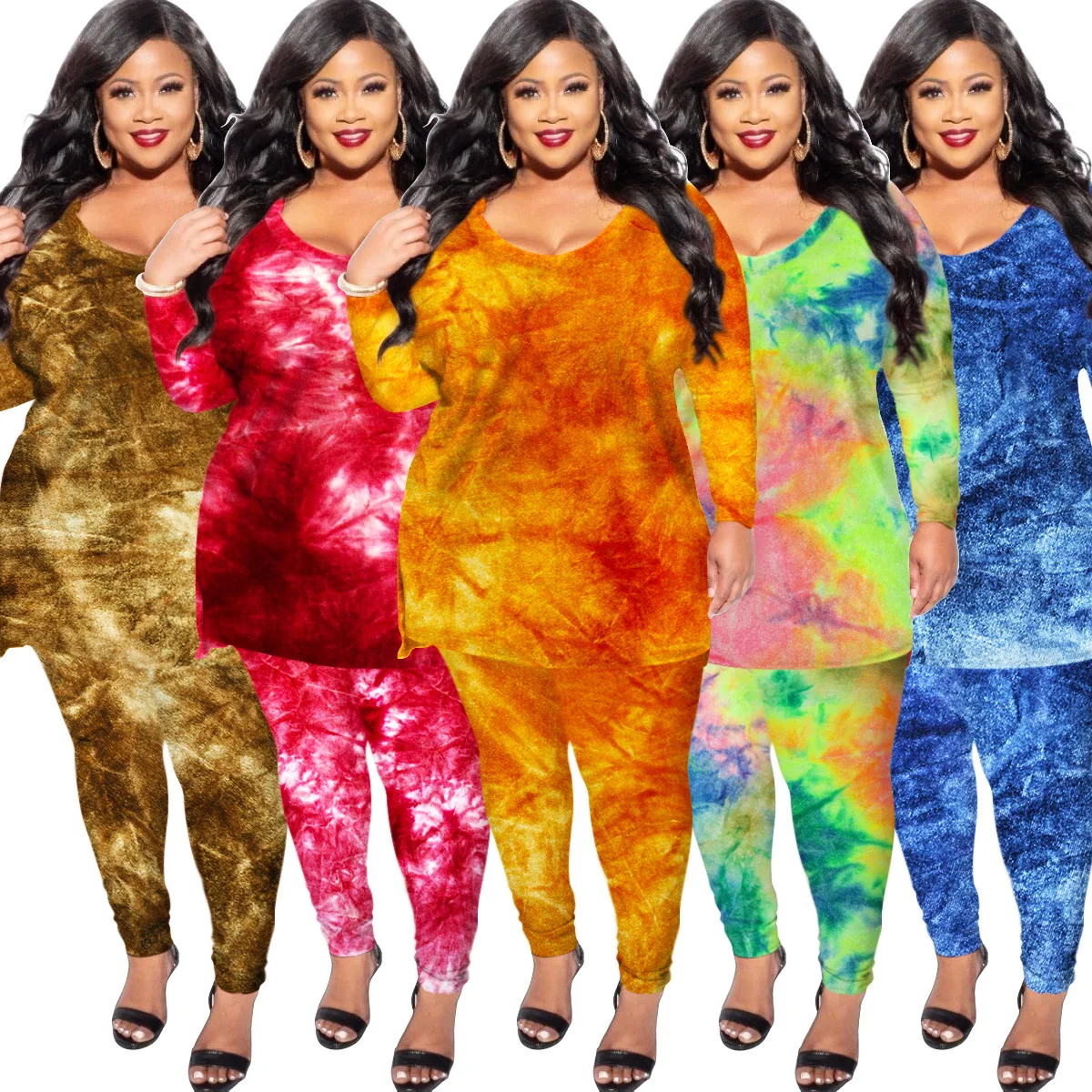 Casual Female Tie-Dye Printing Sportwear Tracksuits Lady OverSize XL-5XL V-neck loose Tees High Waist Leggings Two Piece Sets
Casual Female Tie-Dye Printing Sportwear Tracksuits Lady OverSize XL-5XL V-neck loose Tees High Waist Leggings Two Piece Sets