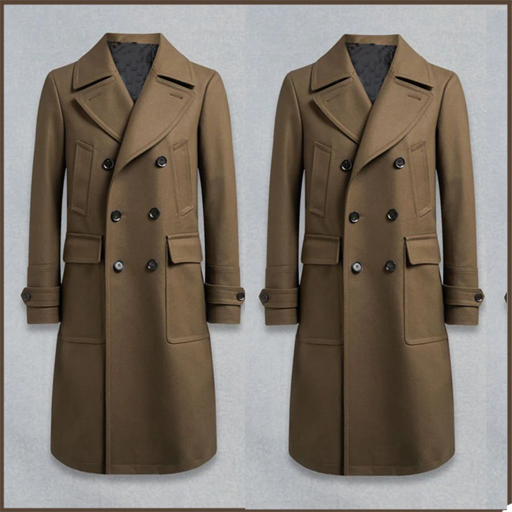 Double Breasted Men Suits Brown Woolen Blends Custom Made Tweed Tuxedos Peaked Lapel Blazer Formal Long Coat Fashion Overcoat
Double Breasted Men Suits Brown Woolen Blends Custom Made Tweed Tuxedos Peaked Lapel Blazer Formal Long Coat Fashion Overcoat