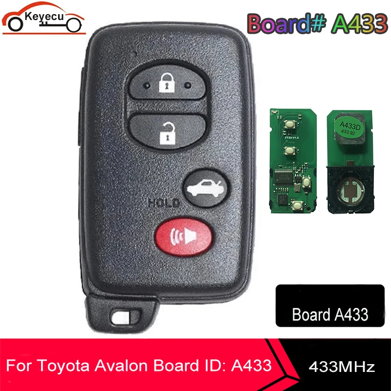 

KEYECU For Toyota Avalon 2010-2013 Smart Remote Key 433MHz 89904-07071 89904-07072 FCCID:14AAC PAGE1 98 4D-67 CHIP A433 board