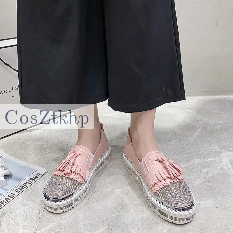 CosZtkhp Szie 43 Luxury Crystals Round Toe Flats Women Pink Bordered Fringe Platform Casual Female Rhinestone Women Shoes
CosZtkhp Szie 43 Luxury Crystals Round Toe Flats Women Pink Bordered Fringe Platform Casual Female Rhinestone Women Shoes