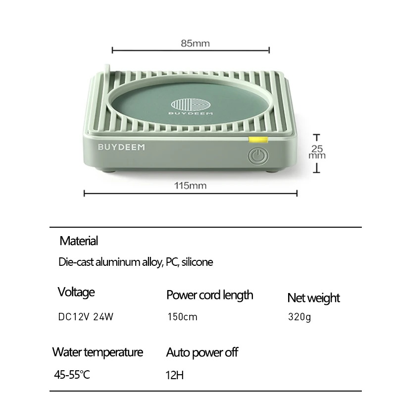 24W Cup Heater Mug Warmer Pad Heating Coaster Waterproof Smart Thermostatic Heating Pad for Coffee Milk Tea Water Auto-off 12V
24W Cup Heater Mug Warmer Pad Heating Coaster Waterproof Smart Thermostatic Heating Pad for Coffee Milk Tea Water Auto-off 12V