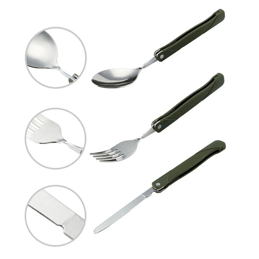 NEW Portable Mini Tableware Stainless Steel Set Outdoor Camping Tool Folding Cutlery Set With Spoon Fork Knives With Green Bag
NEW Portable Mini Tableware Stainless Steel Set Outdoor Camping Tool Folding Cutlery Set With Spoon Fork Knives With Green Bag