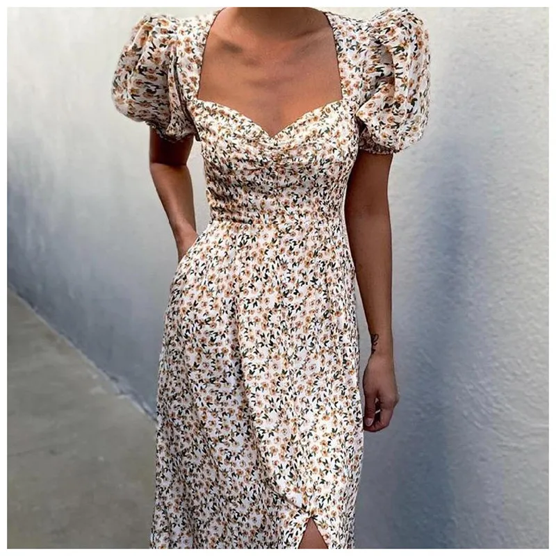 2021 Summer Casual Women's Digital Printed Short Lantern Sleeve V-Neck Swing Dress Office Lady Elegant High Waist Split Dress
2021 Summer Casual Women's Digital Printed Short Lantern Sleeve V-Neck Swing Dress Office Lady Elegant High Waist Split Dress