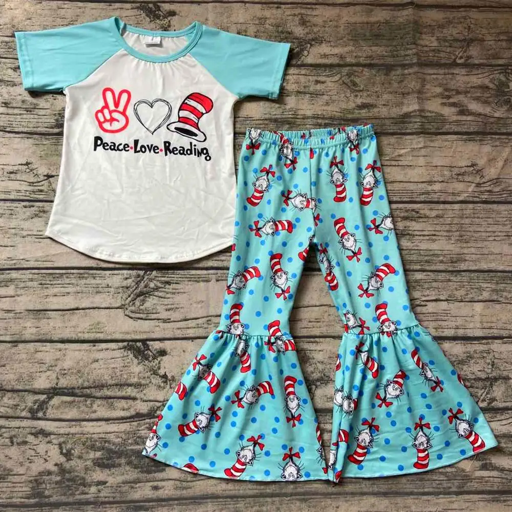 high quality children baby blue clothing set fall cartoon print raglan bell pants set girl 
high quality children baby blue clothing set fall cartoon print raglan bell pants set girl
