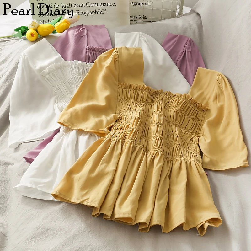 Pearl Diary Women Sweet Blouse Smocking Ruched Top Square Neck Ruffle Neckline Korean Style Baby Blouse For Girls Sweetshirt
Pearl Diary Women Sweet Blouse Smocking Ruched Top Square Neck Ruffle Neckline Korean Style Baby Blouse For Girls Sweetshirt