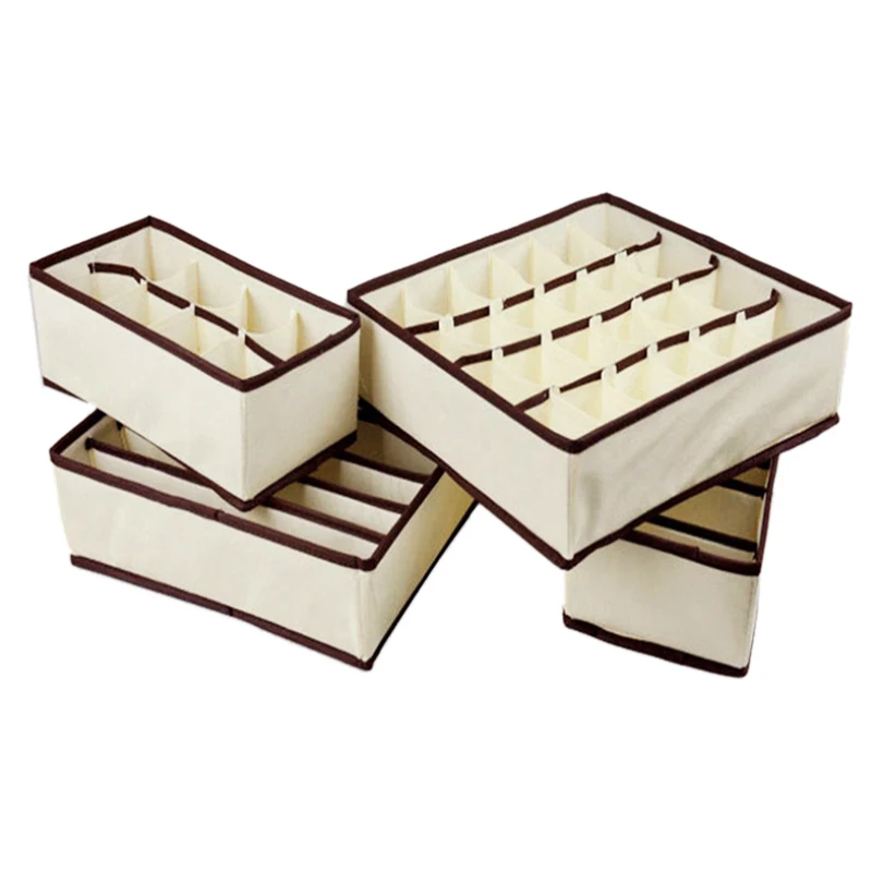 4PCS Underwear Storage Boxes for Bra Underwear Tied Sock Scarves Drawer Closet Organizer Case Drawer Finishing Container
4PCS Underwear Storage Boxes for Bra Underwear Tied Sock Scarves Drawer Closet Organizer Case Drawer Finishing Container