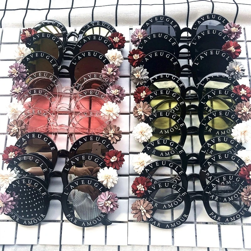 

Модные женские круглые солнцезащитные очки ручной работы, красочные винтажные небольшие оттенки с цветочным дизайном, летние пляжные очки,...