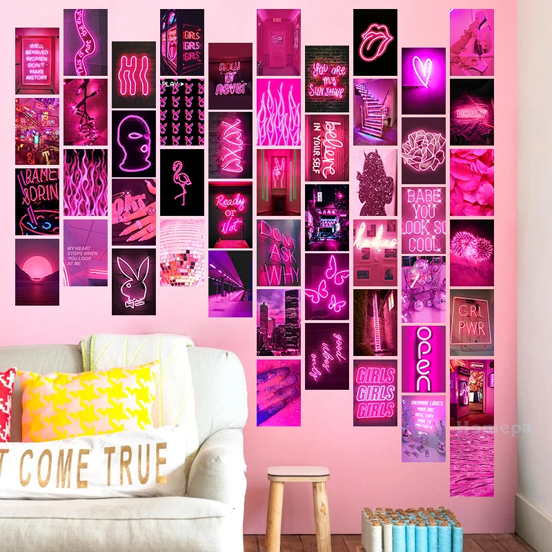 50Pcs Pink Neon Aesthetic Wall Collage Kit Neon Art Prints Style Pictures Bedroom Birthday Party Decor for Teens
50Pcs Pink Neon Aesthetic Wall Collage Kit Neon Art Prints Style Pictures Bedroom Birthday Party Decor for Teens