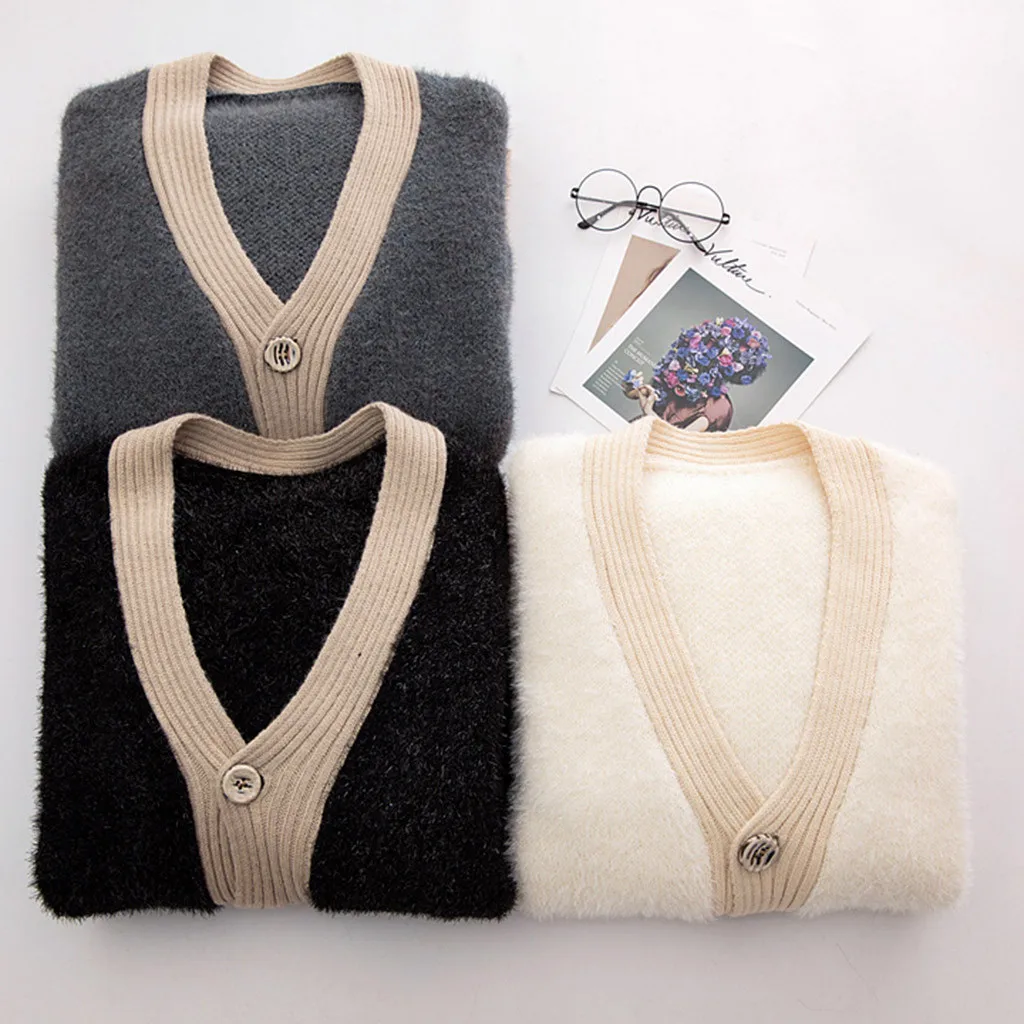 2019 Autumn Women Ladies Long Sleeve Casual Solid Cardigan Winter Color Block Draped Loose Button Women Knit Sweater Coat
2019 Autumn Women Ladies Long Sleeve Casual Solid Cardigan Winter Color Block Draped Loose Button Women Knit Sweater Coat