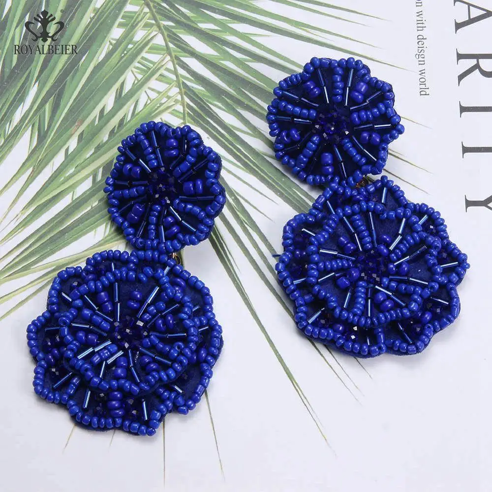 ROYALBEIER Bohemia 2020 Trendy Earring Blue Beads Flower Fringes Dangle Drop Earrings Wedding Jewelry For Woman's Big Earrings
ROYALBEIER Bohemia 2020 Trendy Earring Blue Beads Flower Fringes Dangle Drop Earrings Wedding Jewelry For Woman's Big Earrings
