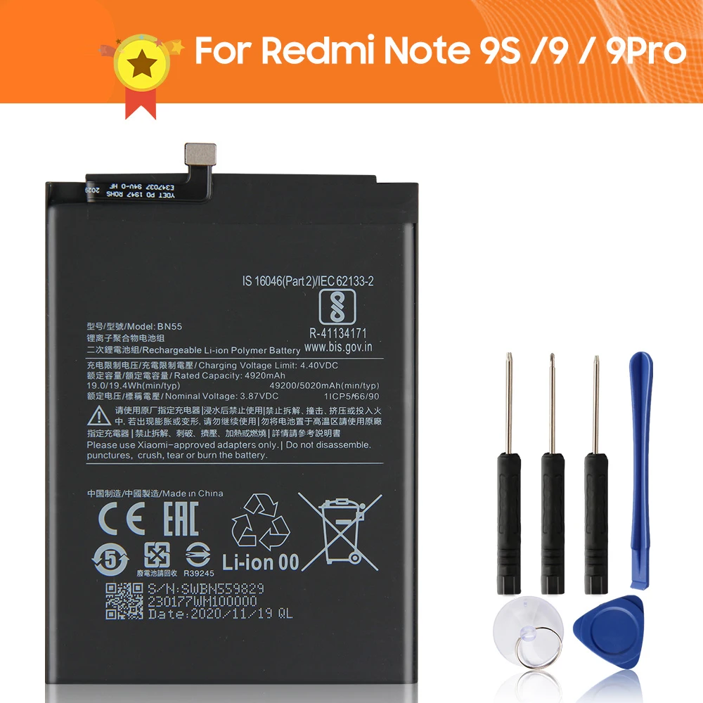 Genuine Xiao mi BN55 BN54 BN53 Phone Battery for Xiaomi Redmi Note 9S Redmi Note9 Redmi Note9 Pro Original Battery Note 9 Pro
Genuine Xiao mi BN55 BN54 BN53 Phone Battery for Xiaomi Redmi Note 9S Redmi Note9 Redmi Note9 Pro Original Battery Note 9 Pro