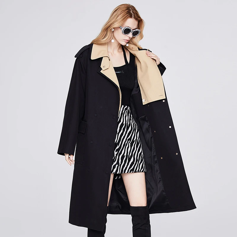 Black Casual Women Windbreaker Autumn Fake-two Double Collar Design Women Trench Coat Fashion Patchwork Mid-Length Female Coat
Black Casual Women Windbreaker Autumn Fake-two Double Collar Design Women Trench Coat Fashion Patchwork Mid-Length Female Coat