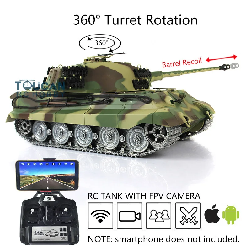 US Stock 1/16 Heng Long 6.0 Customized King Tiger RC Tank FPV Barrel Recoil 3888A Metal TH16626-SMT4
US Stock 1/16 Heng Long 6.0 Customized King Tiger RC Tank FPV Barrel Recoil 3888A Metal TH16626-SMT4