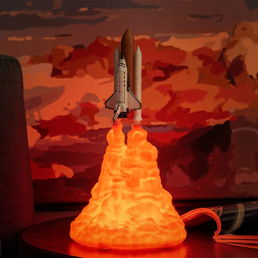 3D печать Космический Шаттл лампы и в виде Луны ракетная лампа Ночной светильник