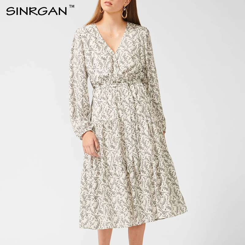 SINRGAN 2019 длинное платье с принтом в стиле бохо элегантный сарафан макси