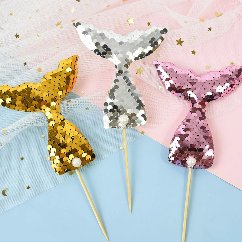 5pcs Glitter Sequins Mermaid Tail Cake Topper Mermaid Ocean Theme Party Cupcake Flags Baby Shower Wedding Birthday Decoration 
5pcs Glitter Sequins Mermaid Tail Cake Topper Mermaid Ocean Theme Party Cupcake Flags Baby Shower Wedding Birthday Decoration