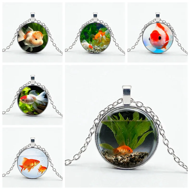 Popular Goldfish Aquarium Necklace Cute Goldfish Pattern Convex Round Crystal Boys and Girls Pendant Necklace
Popular Goldfish Aquarium Necklace Cute Goldfish Pattern Convex Round Crystal Boys and Girls Pendant Necklace