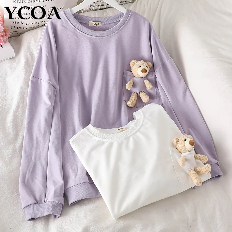 Women Sweatshirts Winter Pullover Cotton Kpop Long Sleeve Tops Y2k Bear Korean Fashion Harajuku Kawaii Oversized Vintage Clothes
Women Sweatshirts Winter Pullover Cotton Kpop Long Sleeve Tops Y2k Bear Korean Fashion Harajuku Kawaii Oversized Vintage Clothes