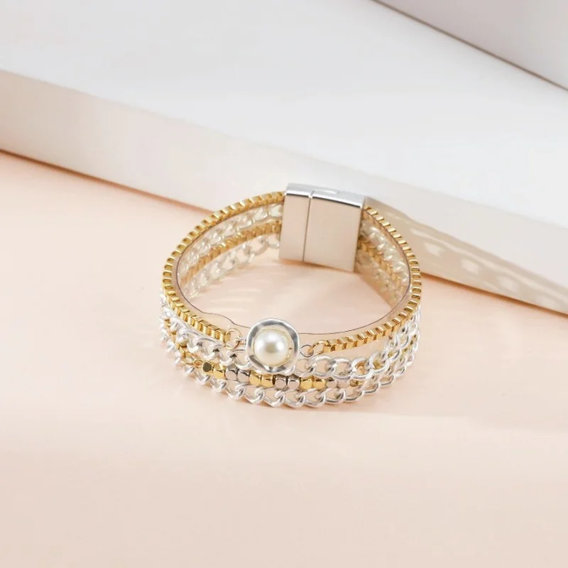 Fashion Temperament Bracelets for Women Pearl Multi-layer Thin Chain Magnetic Buckle Gilded Silver Jewelry Gift New OL
Fashion Temperament Bracelets for Women Pearl Multi-layer Thin Chain Magnetic Buckle Gilded Silver Jewelry Gift New OL