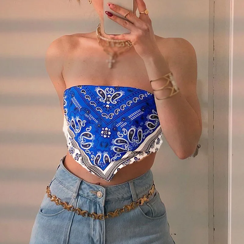 Summer Boho Printed Tube Top Strapless Backless Bandage Cropped Off The Shoulder Sleeveless Cami Irregular Hem Mini Vest Clothes
Summer Boho Printed Tube Top Strapless Backless Bandage Cropped Off The Shoulder Sleeveless Cami Irregular Hem Mini Vest Clothes